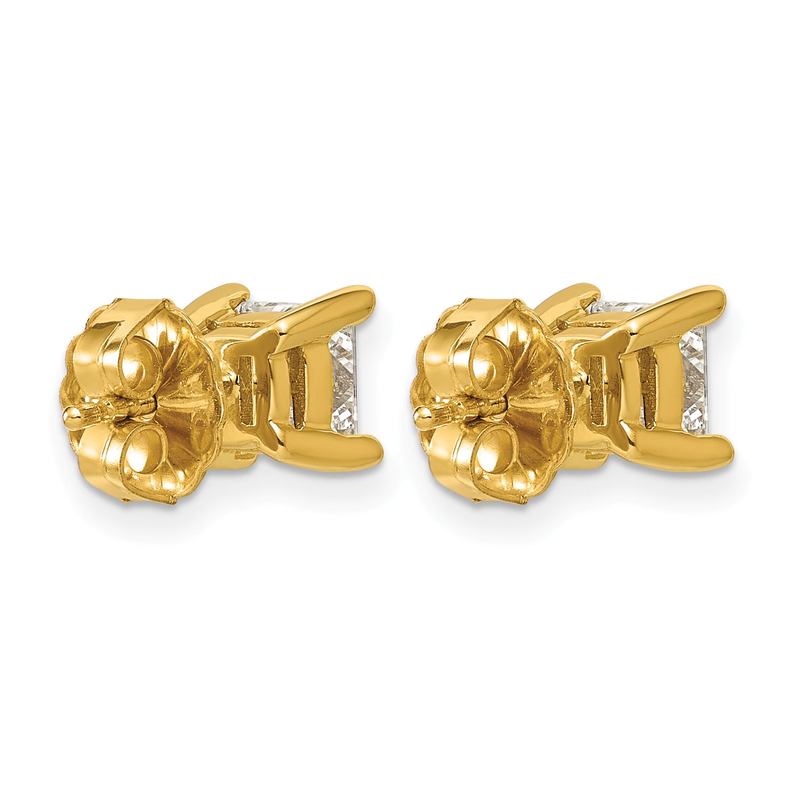 14K Yellow Gold 1 1/2 ct Certified Lab-Created Diamond VS/SI+ G+, Princess-Cut 4-Prong Stud Earrings Secondary image
