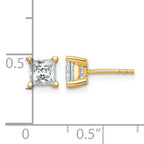 14K Yellow Gold 1 1/2 ct Certified Lab-Created Diamond VS+ F+, Princess-Cut 4-Prong Stud Earrings