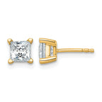 14K Yellow Gold 1 1/2 ct Lab-Created Diamond VS+ F+, Princess-Cut 4-Prong Stud Earrings