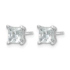 14K White Gold 2 ct Certified Lab-Created Diamond VS+ F+, Princess-Cut 4-Prong Stud Earrings