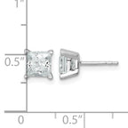 14K White Gold 3 ct Lab-Created Diamond VS/SI+ G+, Princess-Cut 4-Prong Stud Earrings