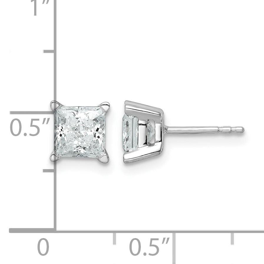 14K White Gold 3 ct Lab-Created Diamond VS/SI+ G+, Princess-Cut 4-Prong Stud Earrings
