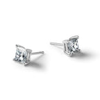 14K White Gold 2 ct Certified Lab-Created Diamond VS+ F+, Princess-Cut 4-Prong Stud Earrings