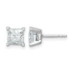 14K White Gold 2 ct Certified Lab-Created Diamond VS/SI+ G+, Princess-Cut 4-Prong Stud Earrings