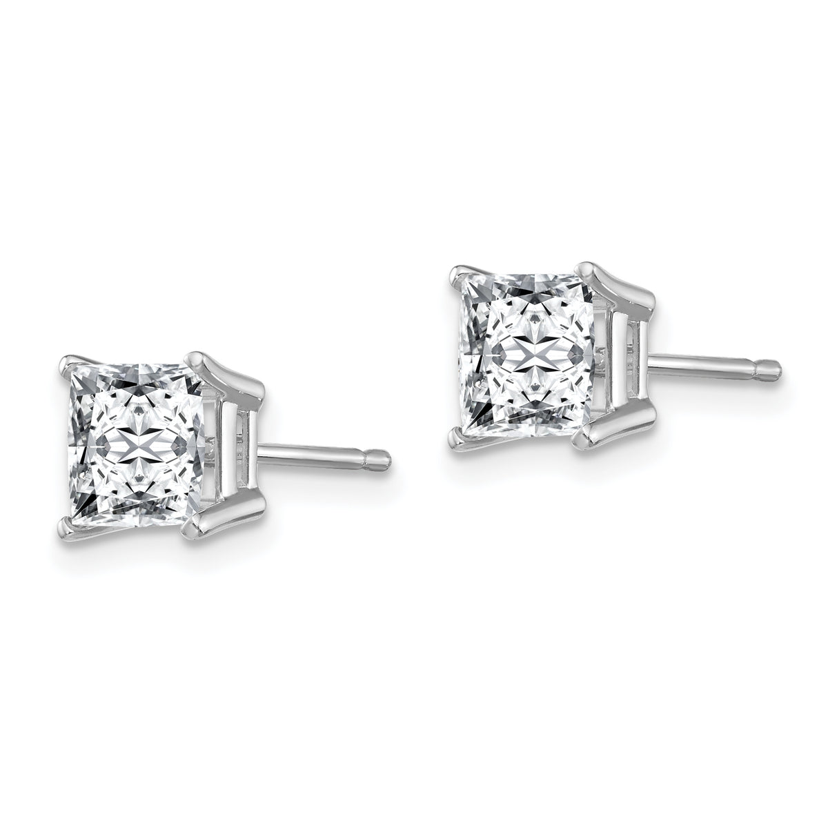 Princess Lab-Grown Diamond Stud Earrings in 14K White Gold (2 ct. tw., VS/SI+ G+) - Sophia Jewelers