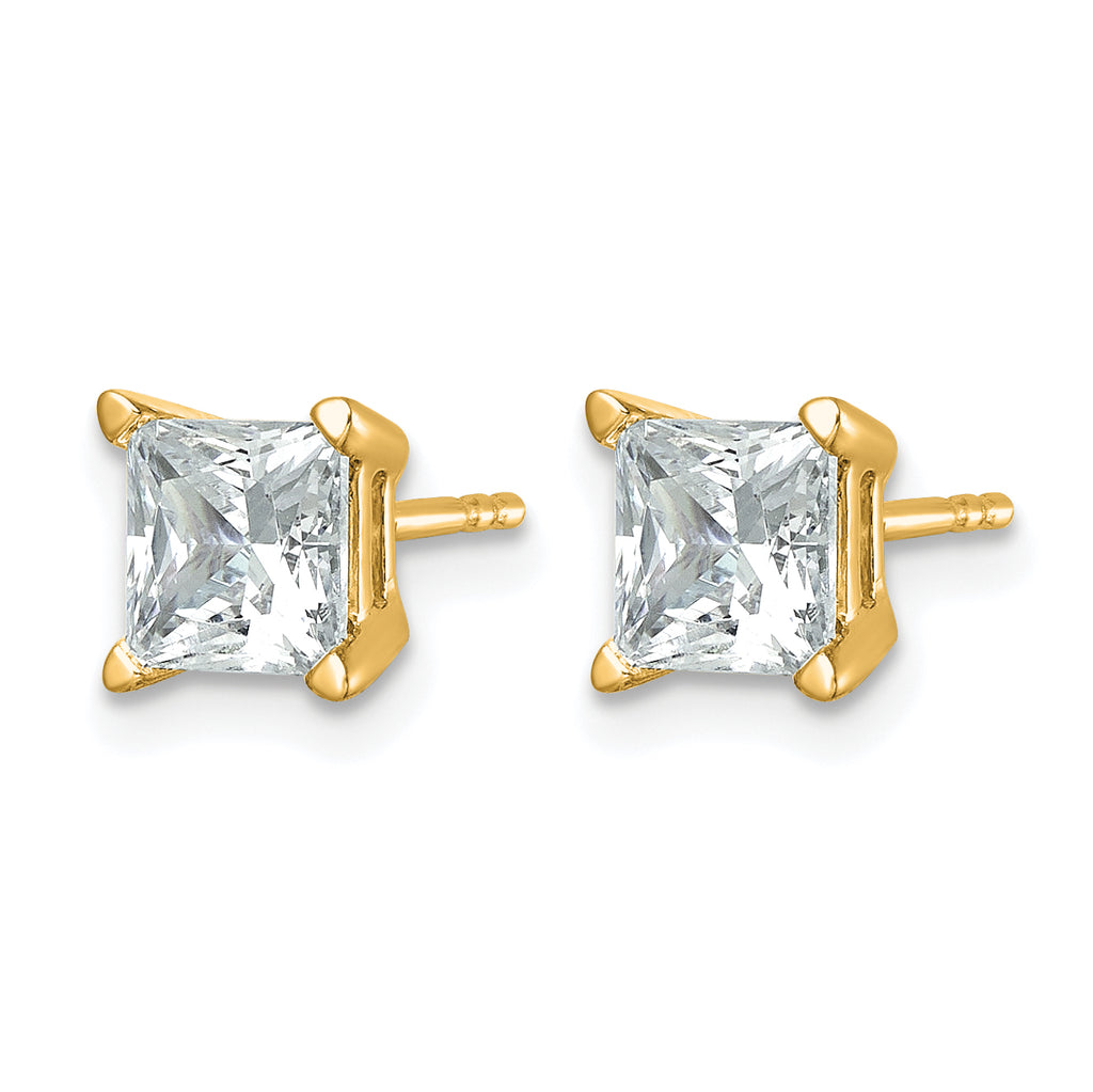 14k 2 carat Certified Lab Grown Diamond VS/SI+ G+ Princess Complete Four Prong Stud Earrings