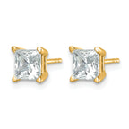 14k 2 carat Certified Lab Grown Diamond VS/SI+ G+ Princess Complete Four Prong Stud Earrings