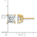 14K Yellow Gold 3 ct Lab-Created Diamond VS+ F+, Princess-Cut 4-Prong Stud Earrings