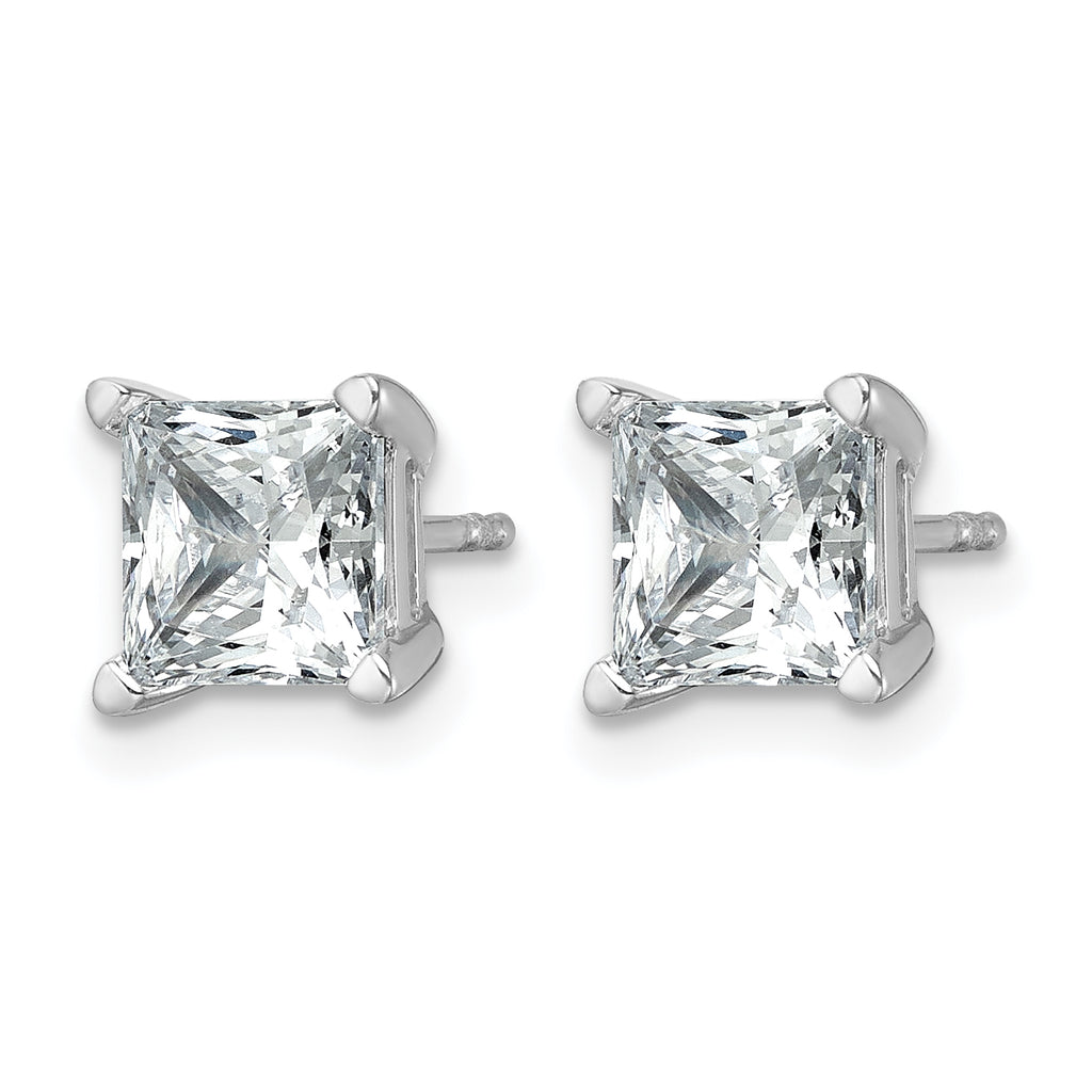 14K White Gold 3 ct Certified Lab-Created Diamond VS/SI+ G+, Princess-Cut 4-Prong Stud Earrings