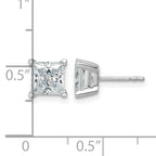 14K White Gold 3 ct Certified Lab-Created Diamond VS+ F+, Princess-Cut 4-Prong Stud Earrings