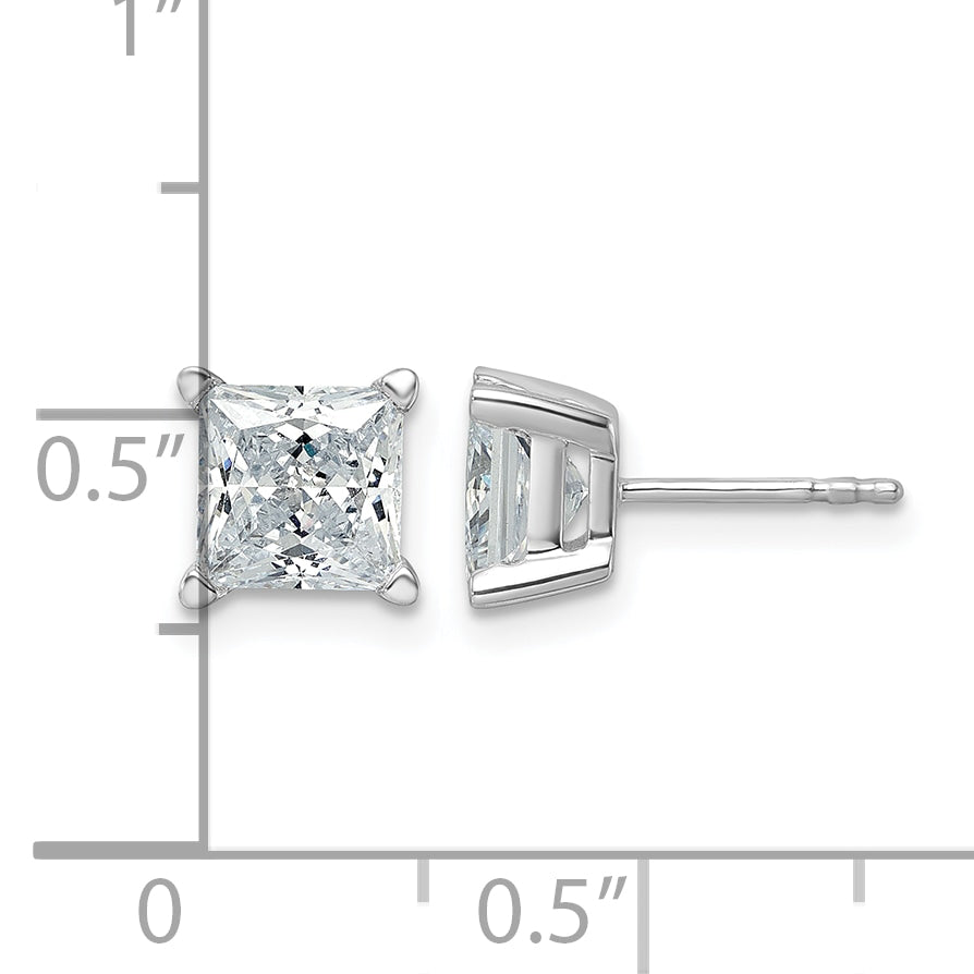 14K White Gold 3 ct Lab-Created Diamond VS+ F+, Princess-Cut 4-Prong Stud Earrings