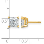 14K Yellow Gold 3 ct Lab-Created Diamond VS+ F+, Princess-Cut 4-Prong Stud Earrings