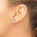 14K White Gold 4 ct Certified Lab-Created Diamond VS+ F+, Princess-Cut 4-Prong Stud Earrings