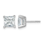 14K White Gold 4 ct Lab-Created Diamond VS/SI+ G+, Princess-Cut 4-Prong Stud Earrings