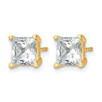 14K Yellow Gold 4 ct Lab-Created Diamond VS+ F+, Princess-Cut 4-Prong Stud Earrings