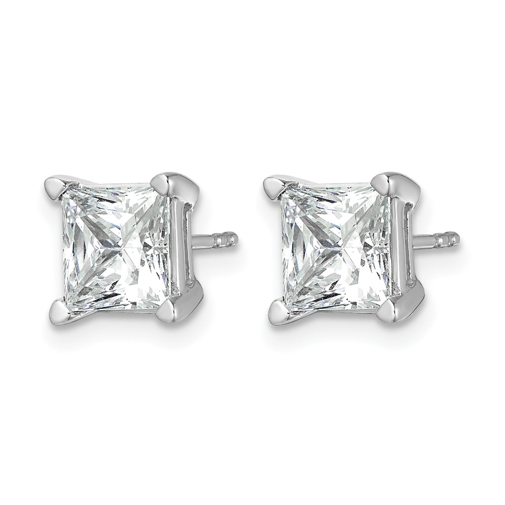 14K White Gold 5 ct Certified Lab-Created Diamond VS/SI+ G+, Princess-Cut 4-Prong Stud Earrings