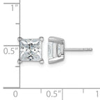 14K White Gold 6 ct Certified Lab-Created Diamond VS+ F+, Princess-Cut 4-Prong Stud Earrings