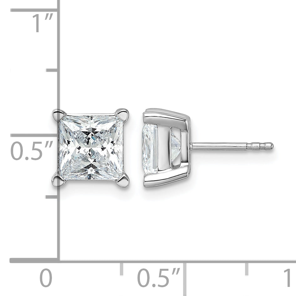 14K White Gold 6 ct Certified Lab-Created Diamond VS/SI+ G+, Princess-Cut 4-Prong Stud Earrings