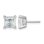 14K White Gold 5 ct Certified Lab-Created Diamond VS/SI+ G+, Princess-Cut 4-Prong Stud Earrings
