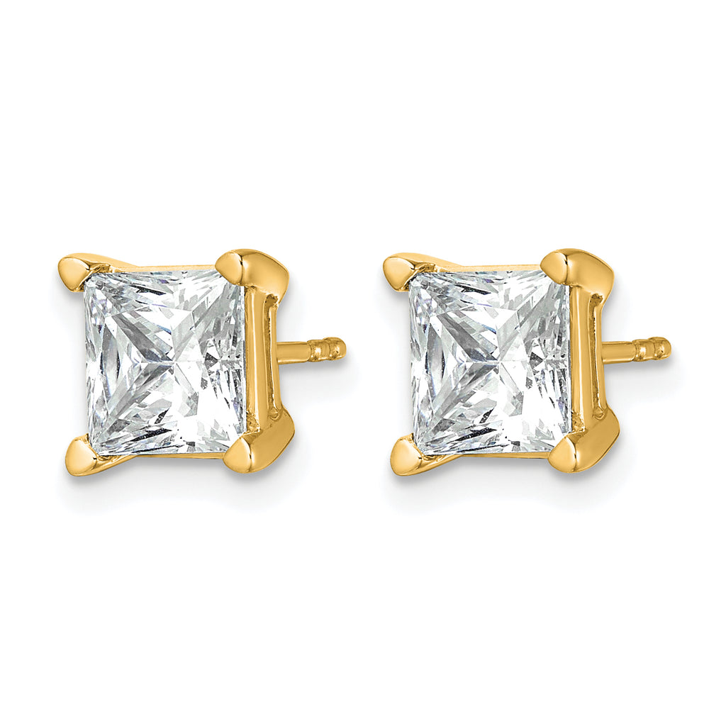 14K Yellow Gold 5 ct Certified Lab-Created Diamond VS/SI+ G+, Princess-Cut 4-Prong Stud Earrings
