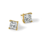 14K Yellow Gold 5 ct Lab-Created Diamond VS/SI+ G+, Princess-Cut 4-Prong Stud Earrings