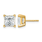 14K Yellow Gold 5 ct Lab-Created Diamond VS+ F+, Princess-Cut 4-Prong Stud Earrings