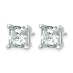 14K White Gold 6 ct Lab-Created Diamond VS+ F+, Princess-Cut 4-Prong Stud Earrings
