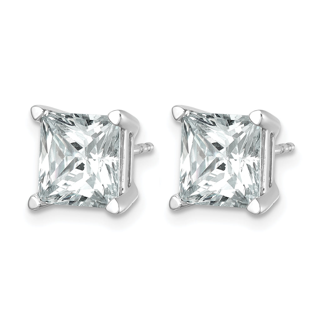 14K White Gold 6 ct Certified Lab-Created Diamond VS/SI+ G+, Princess-Cut 4-Prong Stud Earrings