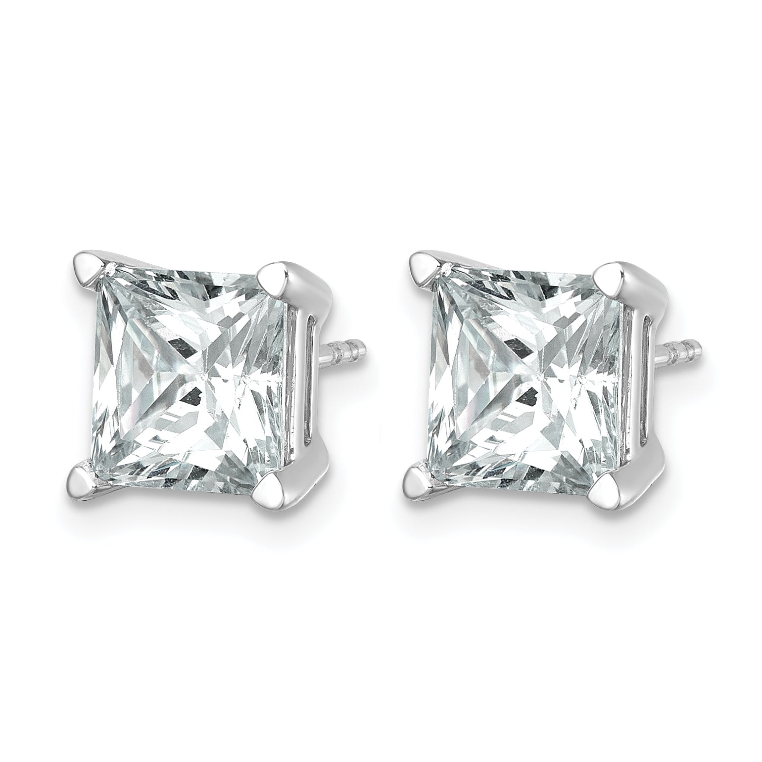 14K White Gold 6 ct Certified Lab-Created Diamond VS/SI+ G+, Princess-Cut 4-Prong Stud Earrings
