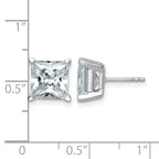 14K White Gold 6 ct Certified Lab-Created Diamond VS+ F+, Princess-Cut 4-Prong Stud Earrings