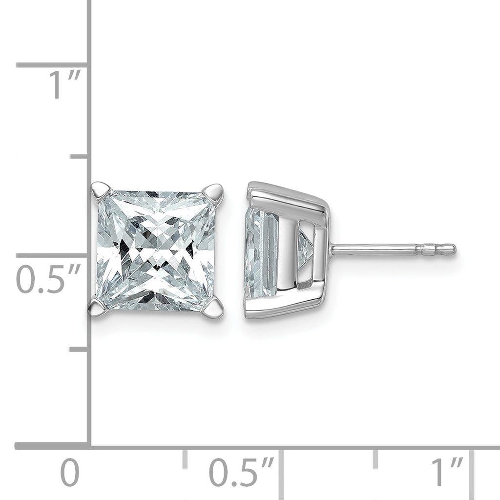 14K White Gold 6 ct Lab-Created Diamond VS/SI+ G+, Princess-Cut 4-Prong Stud Earrings