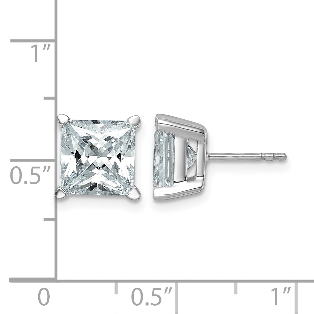 14K White Gold 6 ct Certified Lab-Created Diamond VS/SI+ G+, Princess-Cut 4-Prong Stud Earrings