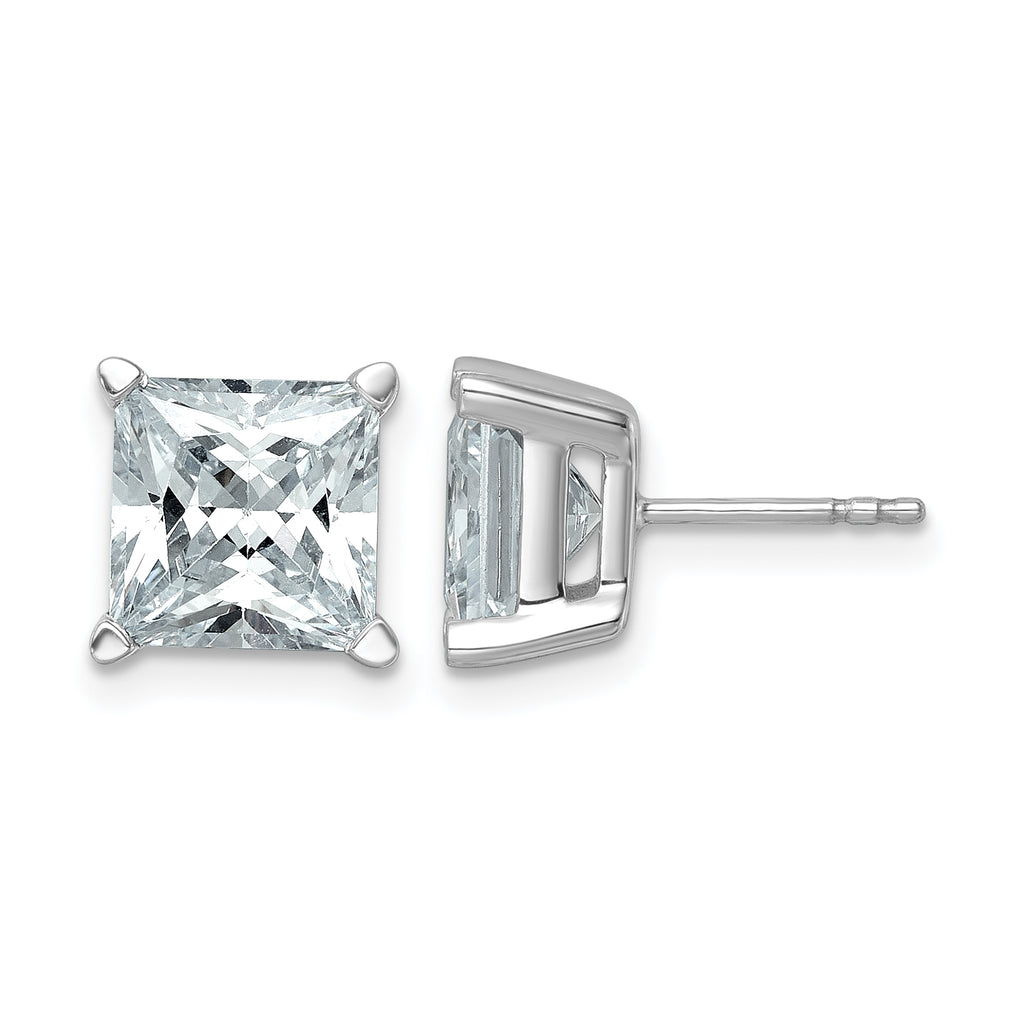 14K White Gold 6 ct Lab-Created Diamond VS/SI+ G+, Princess-Cut 4-Prong Stud Earrings