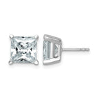 14K White Gold 6 ct Lab-Created Diamond VS/SI+ G+, Princess-Cut 4-Prong Stud Earrings