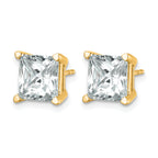 14K Yellow Gold 6 ct Certified Lab-Created Diamond VS+ F+, Princess-Cut 4-Prong Stud Earrings