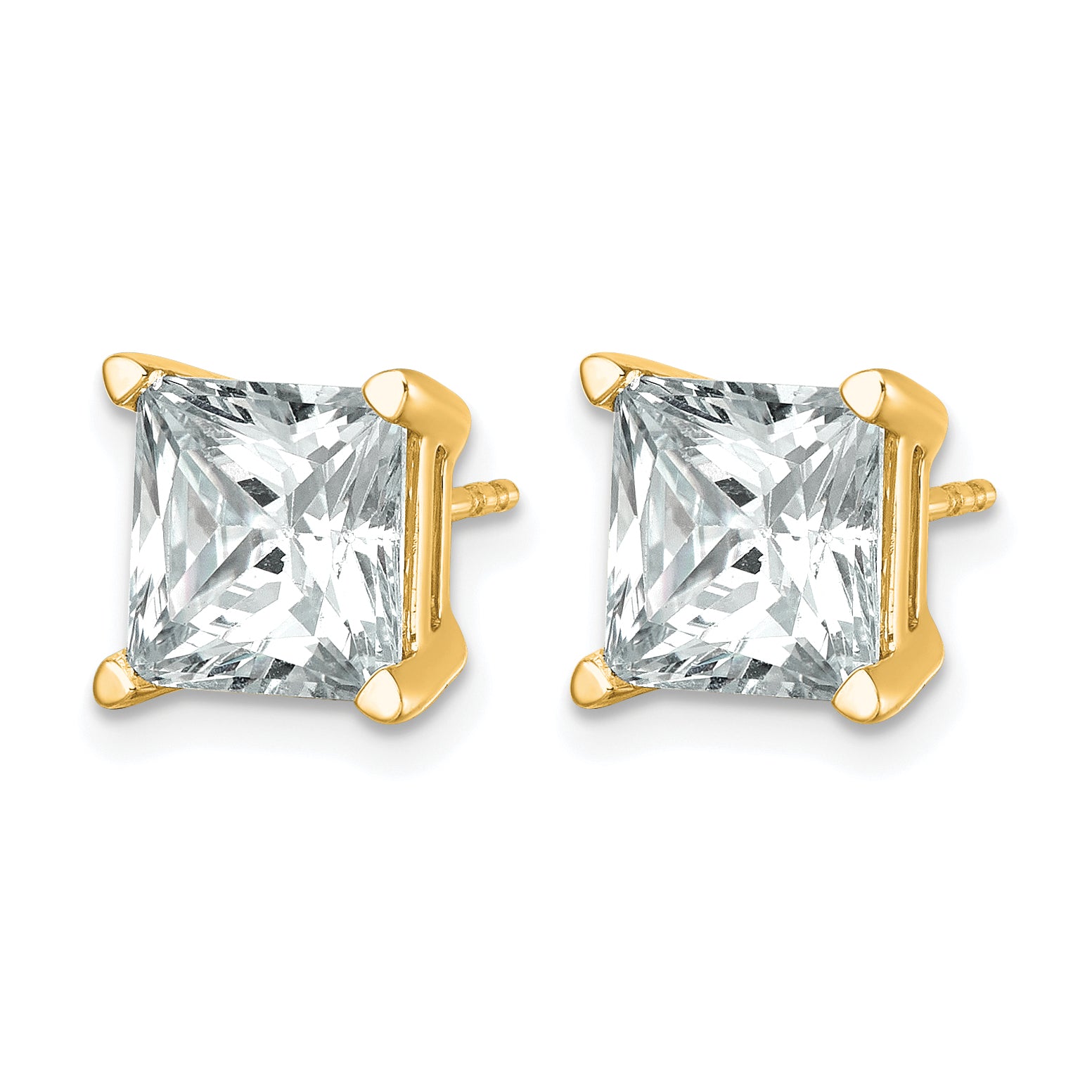 14K Yellow Gold 6 ct Lab-Created Diamond VS/SI+ G+, Princess-Cut 4-Prong Stud Earrings