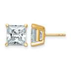 14K Yellow Gold 6 ct Lab-Created Diamond VS/SI+ G+, Princess-Cut 4-Prong Stud Earrings