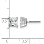 14K White Gold 2 ct Certified Lab-Created Diamond VS+ F+, Princess-Cut 4-Prong Screw-Back Stud Earrings