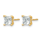 14K Yellow Gold 2 ct Certified Lab-Created Diamond VS+ F+, Princess-Cut 4-Prong Screw-Back Stud Earrings