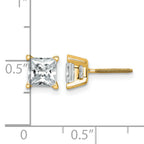 14K Yellow Gold 2 ct Certified Lab-Created Diamond VS+ F+, Princess-Cut 4-Prong Screw-Back Stud Earrings