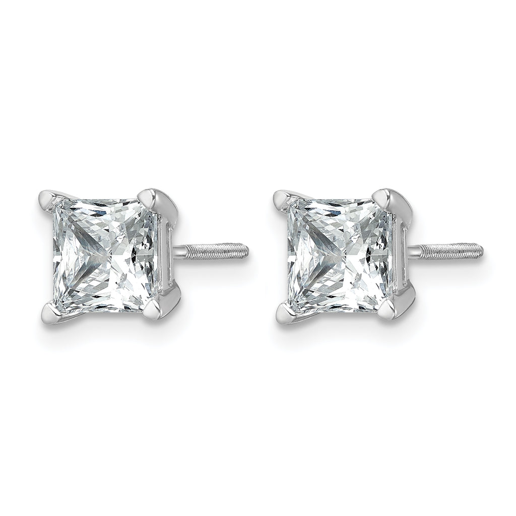 14k 3 carat Certified Lab Grown Diamond VS+ F+ Princess Complete Four Prong Screwback Stud Earrings