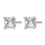 14K White Gold 3 ct Certified Lab-Created Diamond VS+ F+, Princess-Cut 4-Prong Screw-Back Stud Earrings