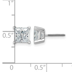 14k 3 carat Certified Lab Grown Diamond VS+ F+ Princess Complete Four Prong Screwback Stud Earrings