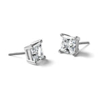 14K White Gold 3 ct Certified Lab-Created Diamond VS+ F+, Princess-Cut 4-Prong Screw-Back Stud Earrings