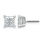 14K White Gold 3 ct Certified Lab-Created Diamond VS+ F+, Princess-Cut 4-Prong Screw-Back Stud Earrings