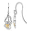 14K Two-tone Polished Diamond Quinceanera Double Heart Dangle Earrings