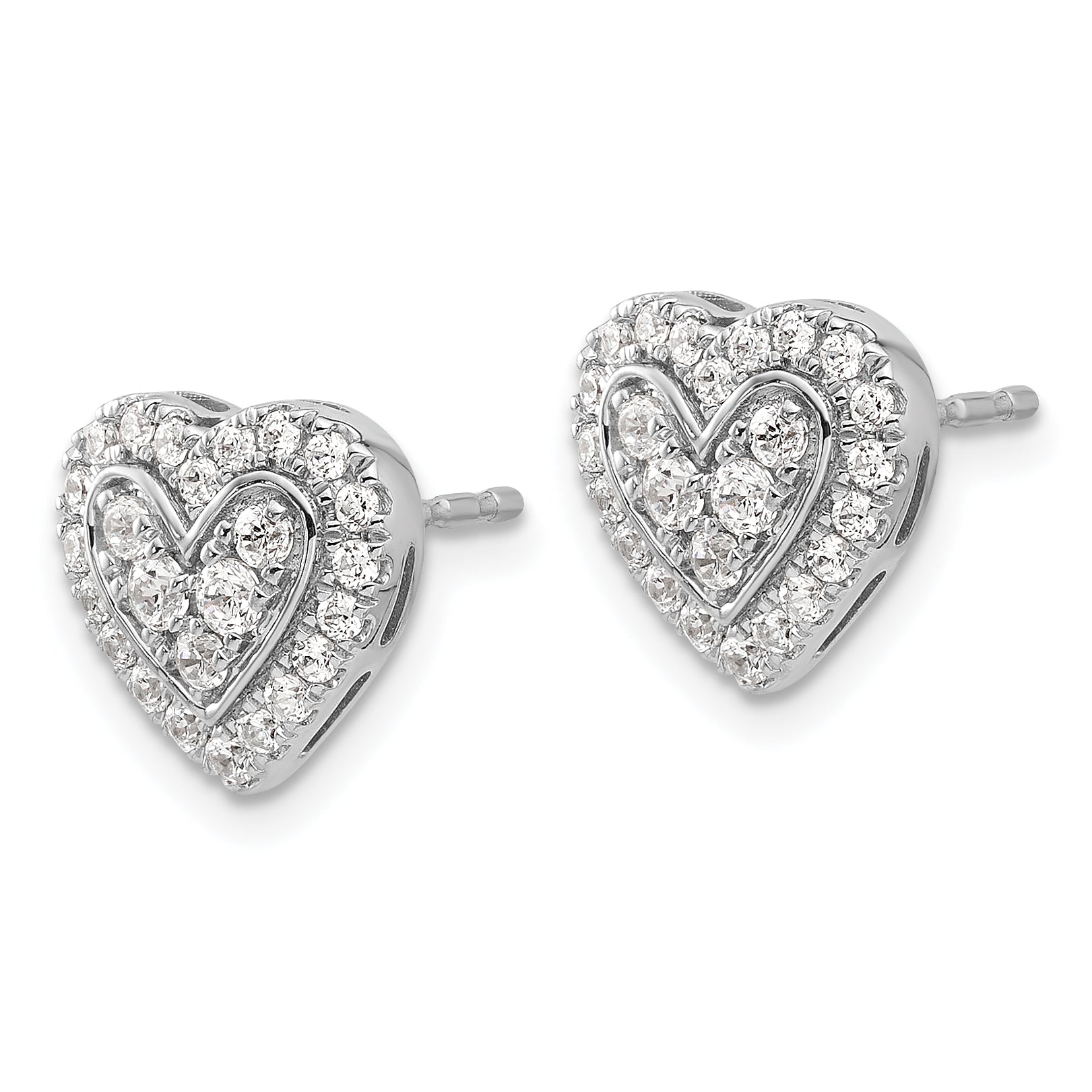 14k White Gold 3/4 carat Lab Grown Diamond VS/SI+ G+ Complete Halo Heart Post Earrings Secondary image