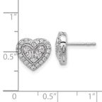 14k White Gold 3/4 carat Lab Grown Diamond VS/SI+ G+ Complete Halo Heart Post Earrings