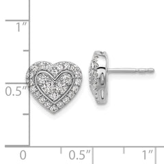 14k White Gold 3/4 carat Lab Grown Diamond VS/SI+ G+ Complete Halo Heart Post Earrings