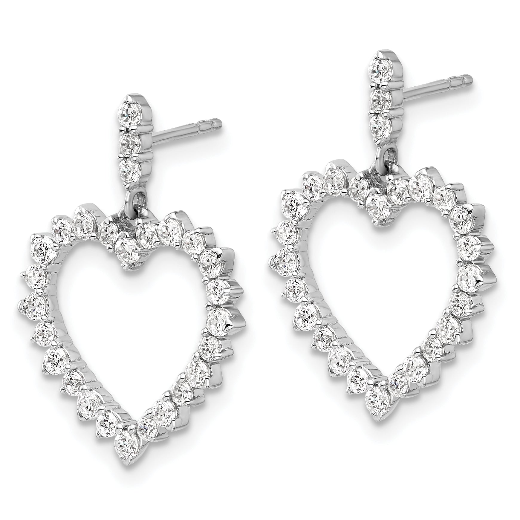 14k White Gold 1 carat Lab Grown Diamond VS/SI+ G+ Complete Dangle Heart Post Earrings Secondary image
